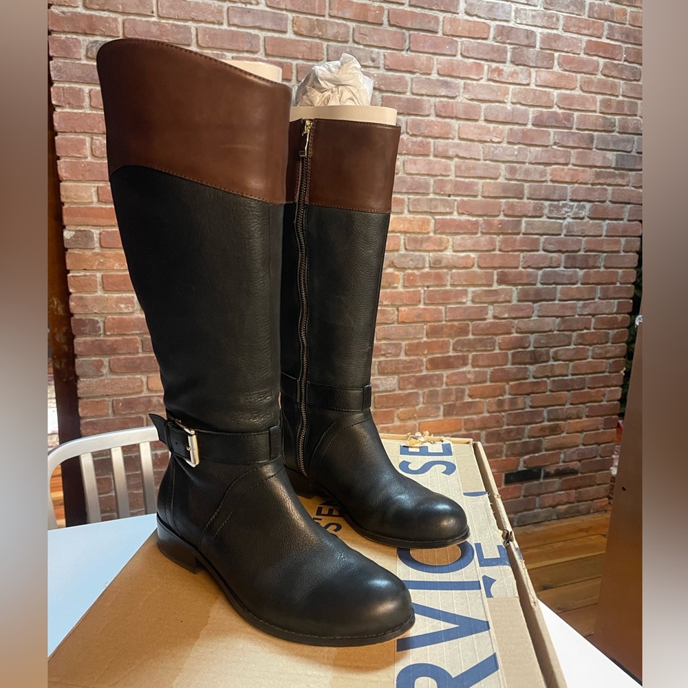 Lands' End Two-Tone Black and Brown Heeled Boots